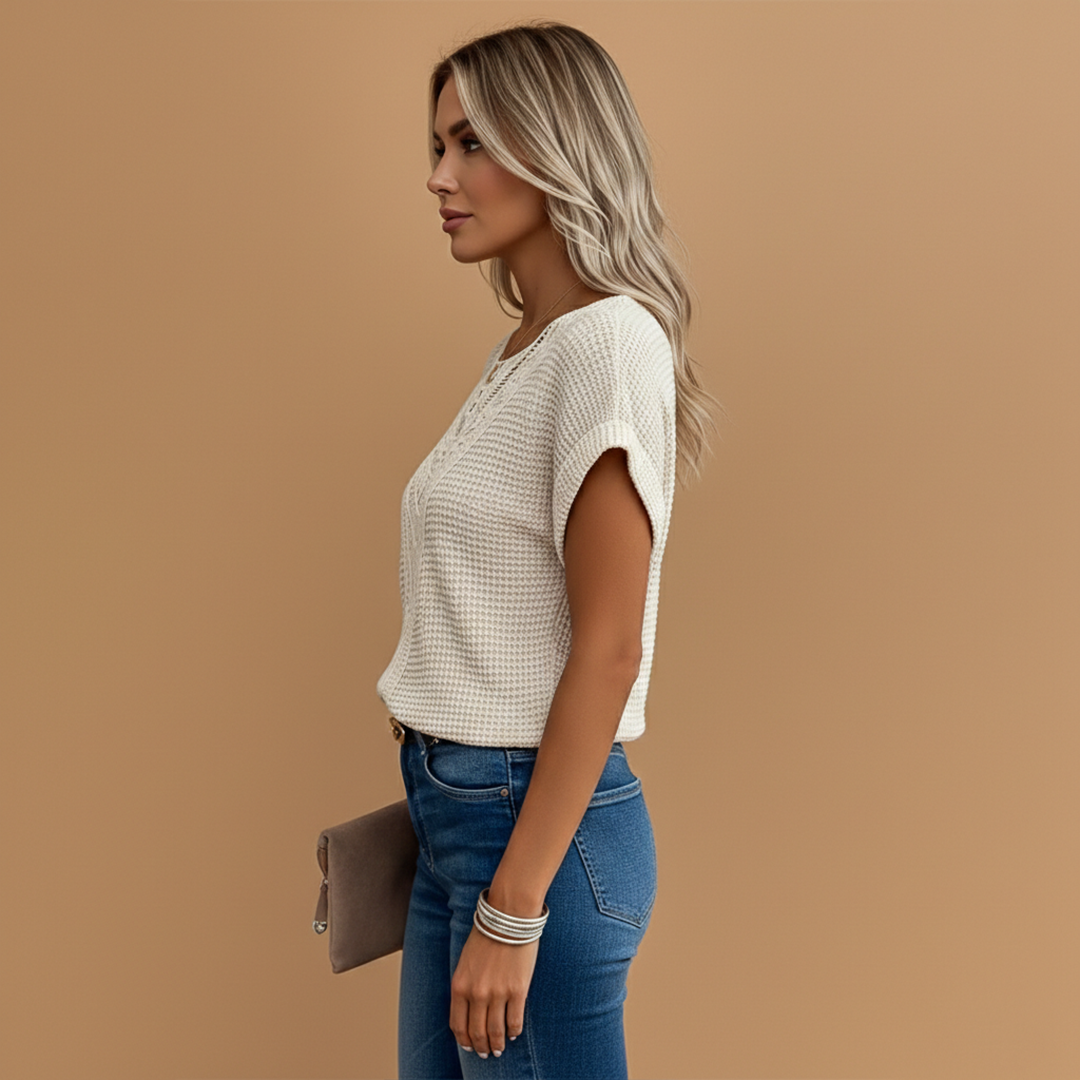 Women's T-Shirt with Lace Detail and Regular Fit