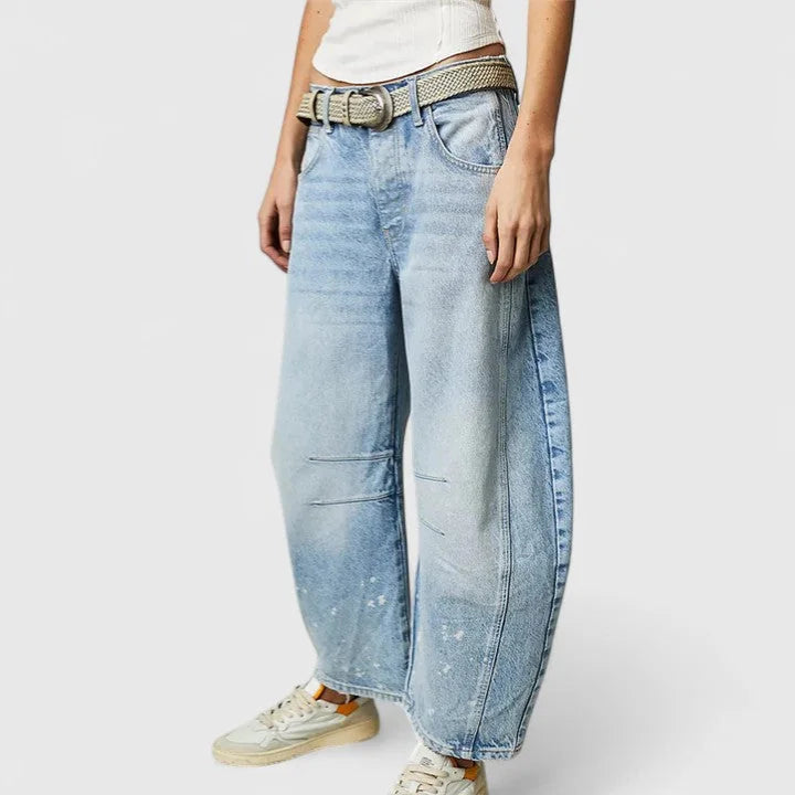 Women's High-Waist Barrel Leg Jeans — Juliet Curved-Seam Cropped Ankle