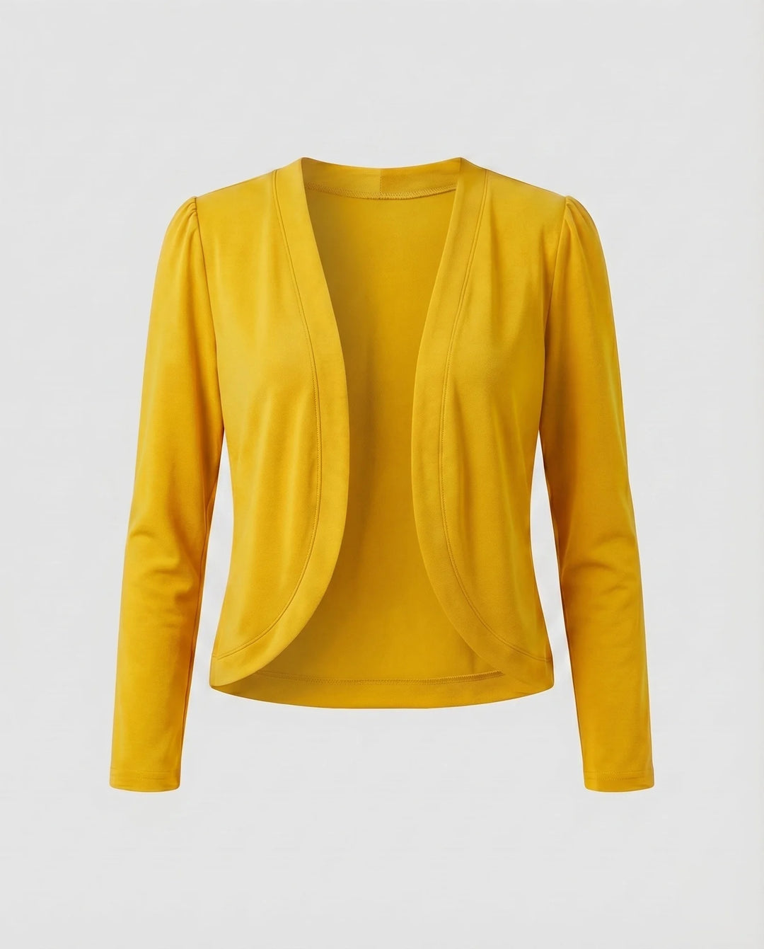 Yellow Women's Cropped Bolero Blazer — Delaney Tailored Shawl Collar Open-Front - Studio Flat