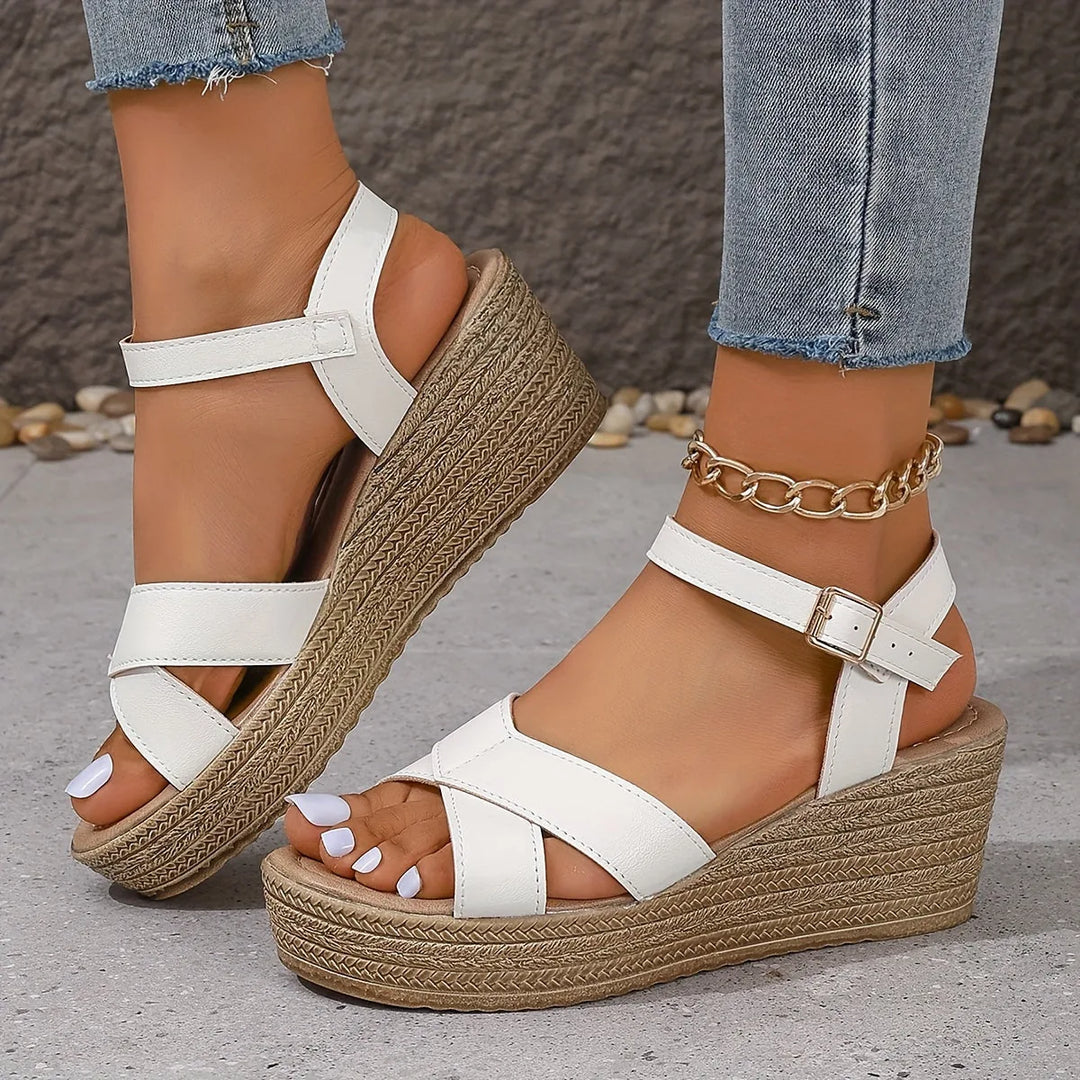 Elena | Elegant Cross-Strap Platform Sandals