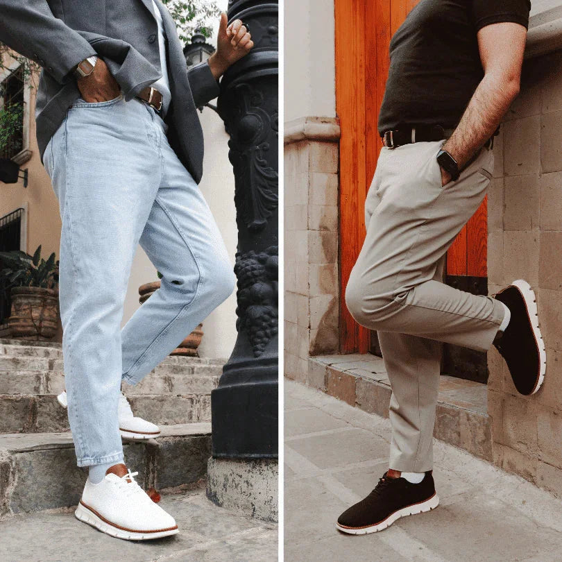 Multicolor Men's Knit Walking Shoes — Daniel Everyday Lace-Up Lightweight - Worn Lifestyle Duo