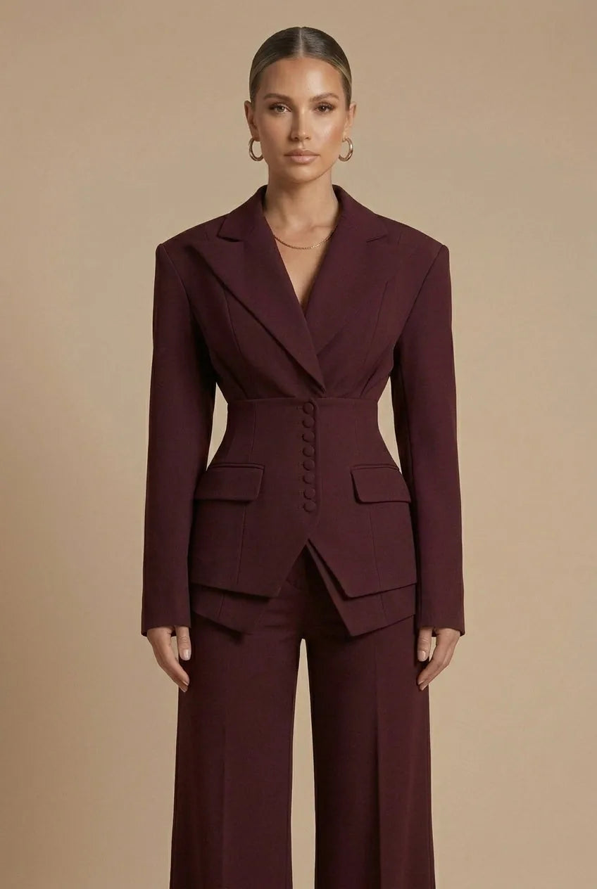 Scarlett | Elegant Tailored Two Piece Suit with Peaked Lapel