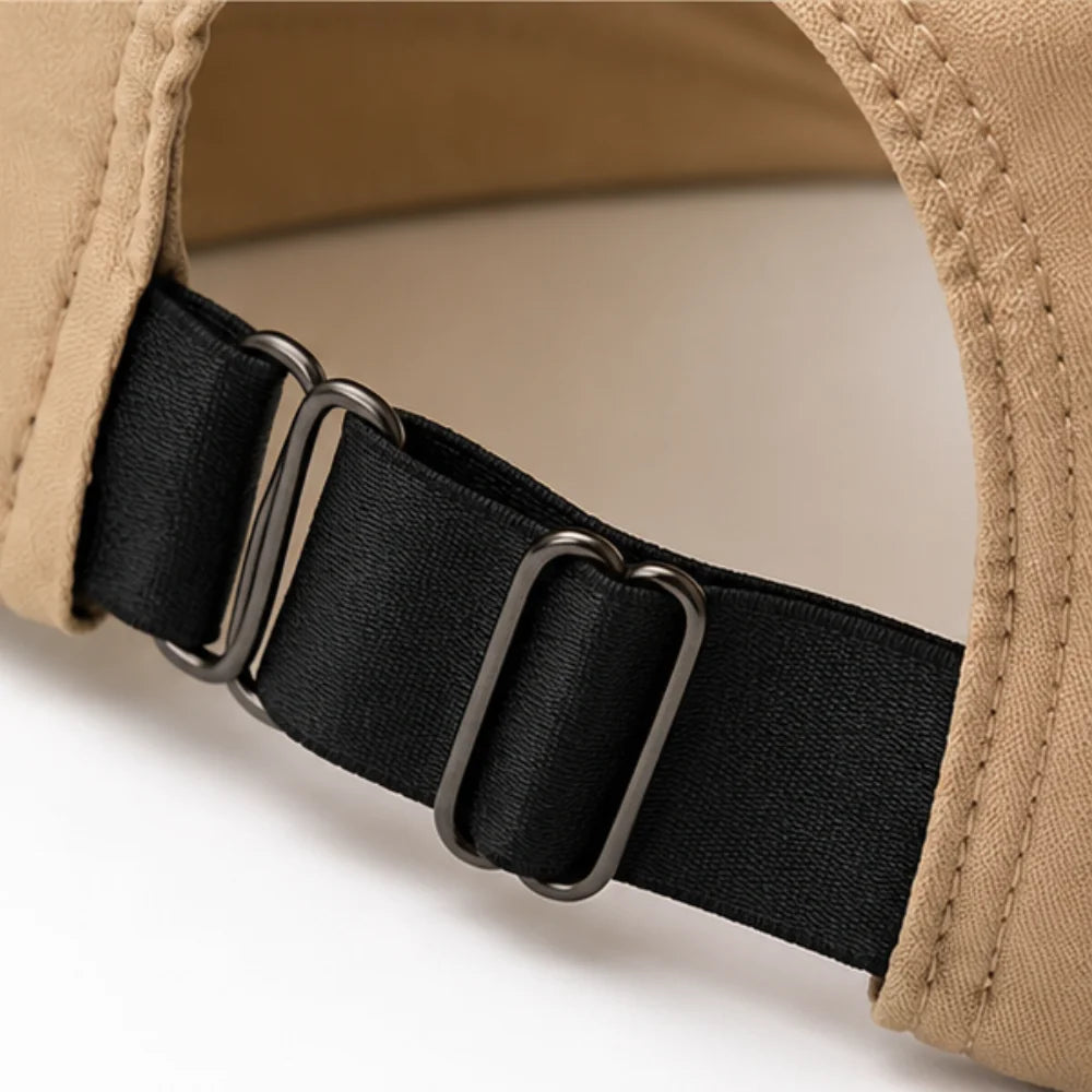 Beige Women's Wide-Brim Sun Hat — Selma Cotton Foldable Adjustable Strap - Close Up Buckle Strap