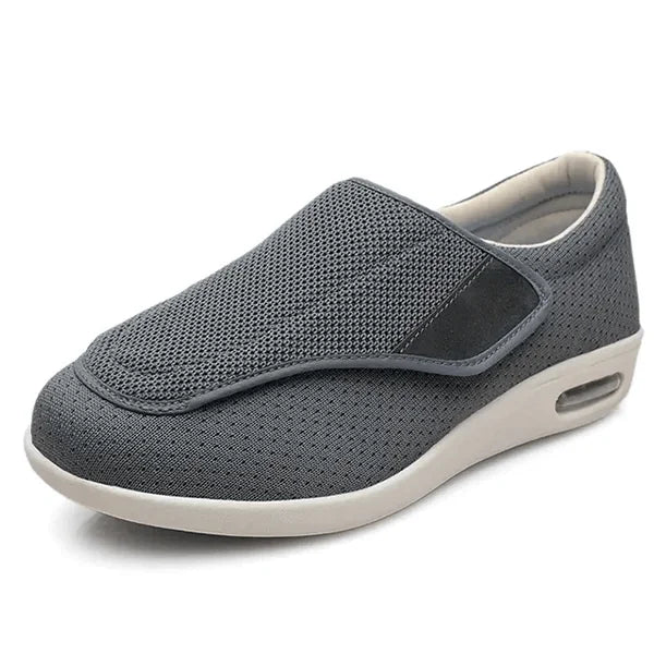 Gray Wide Fit Orthopedic Shoes — Janie Everyday Memory Foam Slip-On - Side Angle