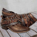 Women's Vintage Boots with Buckle Straps & Studded Detail — Cassie