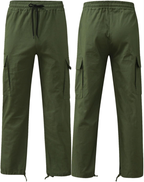 Men's Cargo Pants with Multiple Pockets, Relaxed Fit & Adjustable Waist