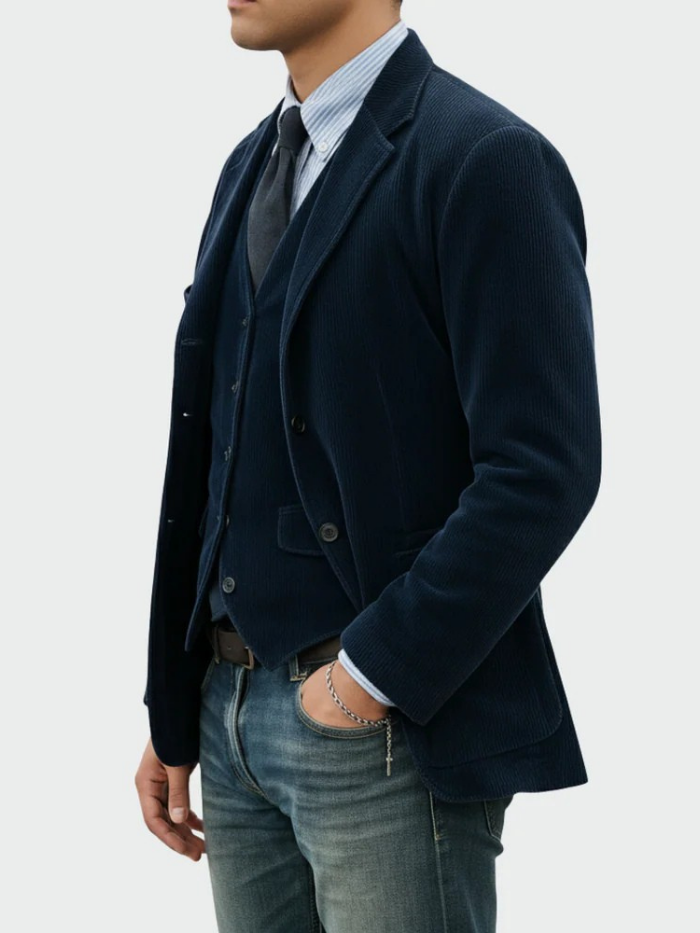 Men's Classic Corduroy Blazer with Tailored Fit & Notched Lapel — Charlie