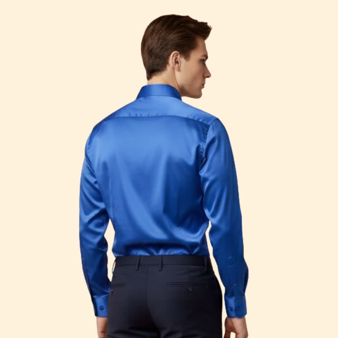Men's Satin Button Down Shirt with Tailored Fit & Spread Collar — Cole