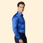 Men's Satin Button Down Shirt with Tailored Fit & Spread Collar — Cole