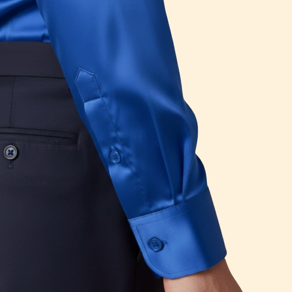 Men's Satin Button Down Shirt with Tailored Fit & Spread Collar — Cole