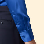 Men's Satin Button Down Shirt with Tailored Fit & Spread Collar — Cole