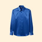 Men's Satin Button Down Shirt with Tailored Fit & Spread Collar — Cole
