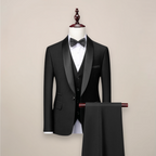 Men's Three Piece Shawl Lapel Tuxedo with Satin Trim & Tailored Fit — Ronan