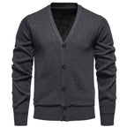 Men's Lightweight V-Neck Knit Cardigan with Button-Front Placket & Ribbed Cuffs — Atticus