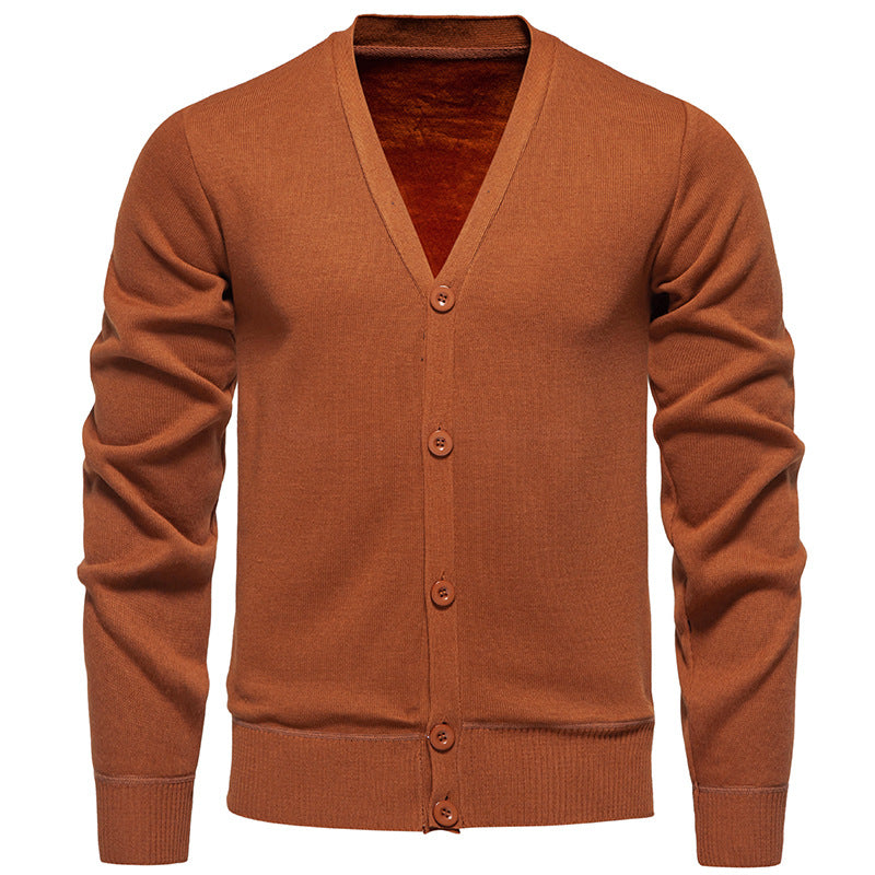Men's Lightweight V-Neck Knit Cardigan with Button-Front Placket & Ribbed Cuffs — Atticus