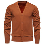 Men's Lightweight V-Neck Knit Cardigan with Button-Front Placket & Ribbed Cuffs — Atticus