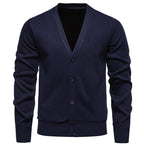 Men's Lightweight V-Neck Knit Cardigan with Button-Front Placket & Ribbed Cuffs — Atticus