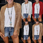 Women's Sequin Loose Fit Cardigan with Flowy Long Sleeves — Nola