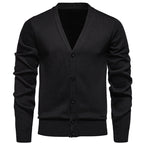Men's Lightweight V-Neck Knit Cardigan with Button-Front Placket & Ribbed Cuffs — Atticus