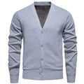 Men's Lightweight V-Neck Knit Cardigan with Button-Front Placket & Ribbed Cuffs — Atticus