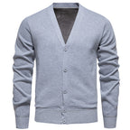 Men's Lightweight V-Neck Knit Cardigan with Button-Front Placket & Ribbed Cuffs — Atticus