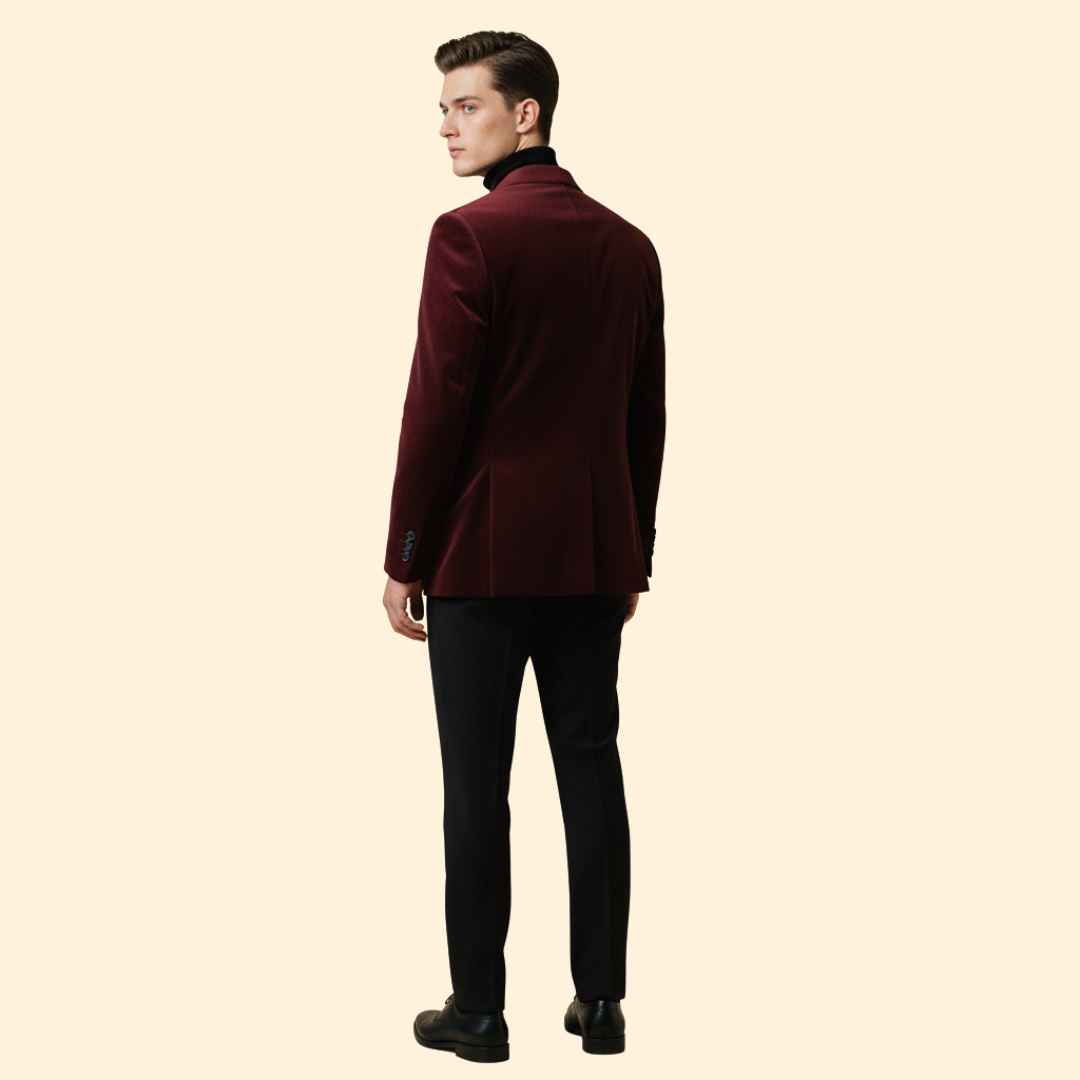 Men's Single Button Velvet Blazer with Tailored Fit — Brody