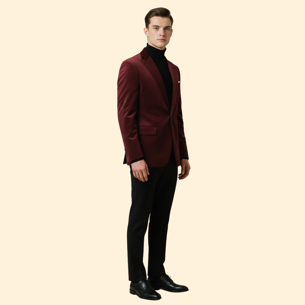 Men's Single Button Velvet Blazer with Tailored Fit — Brody