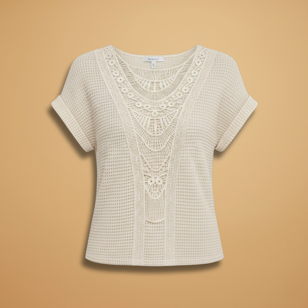 Women's T-Shirt with Lace Detail and Regular Fit