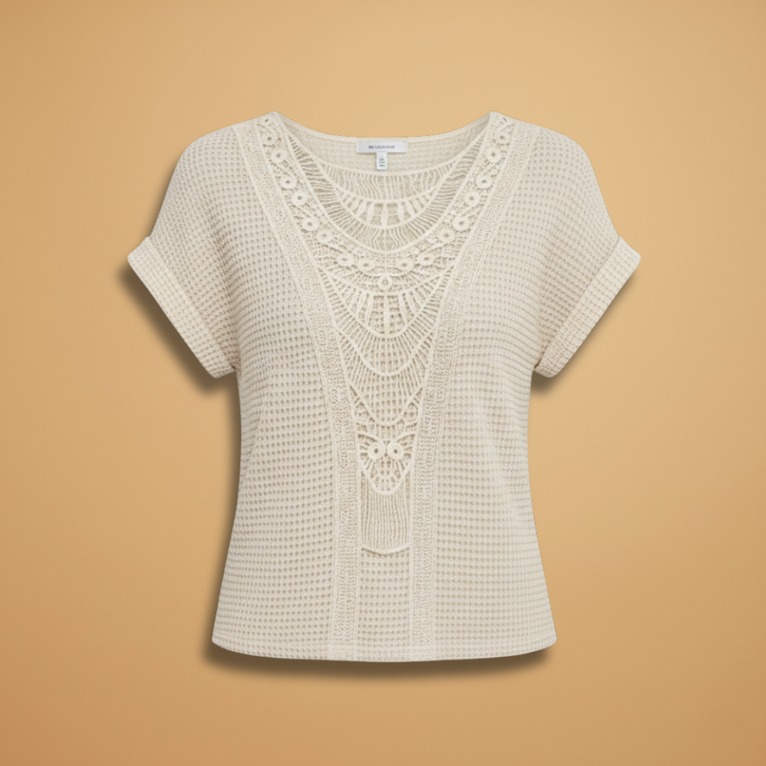 Women's T-Shirt with Lace Detail and Regular Fit