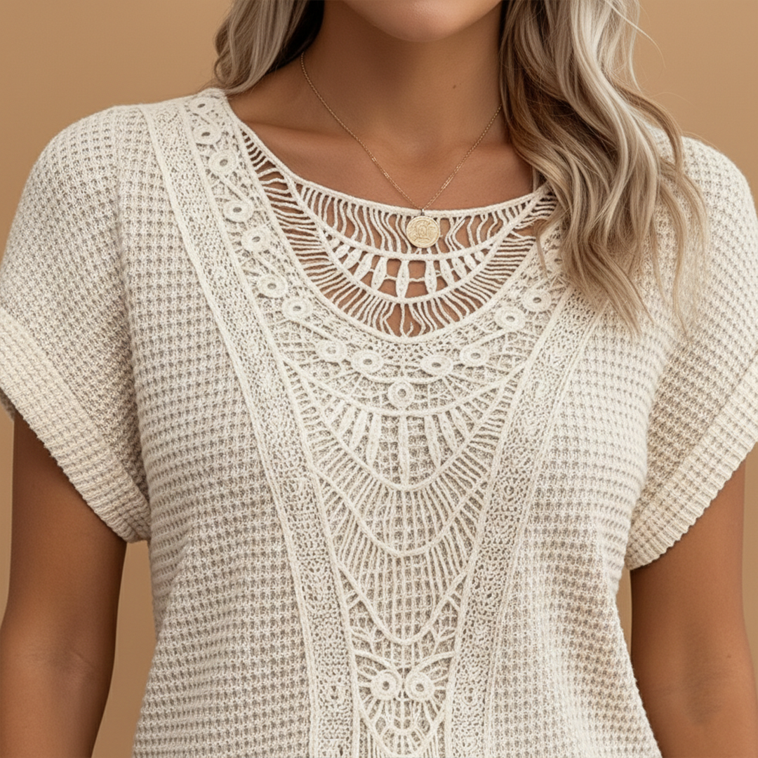 Women's T-Shirt with Lace Detail and Regular Fit