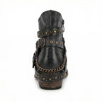 Women's Vintage Chain Boots with Studded Buckle Straps for a Relaxed Fit — Mae