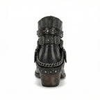 Women's Vintage Chain Boots with Studded Buckle Straps for a Relaxed Fit — Mae
