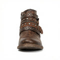 Women's Vintage Chain Boots with Studded Buckle Straps for a Relaxed Fit — Mae