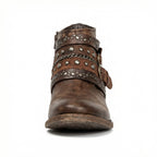 Women's Vintage Chain Boots with Studded Buckle Straps for a Relaxed Fit — Mae