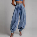 Women's High Waist Barrel Leg Jeans — Penelope Denim Zip-Front Baggy
