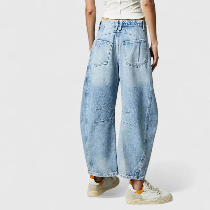 Women's High-Waist Barrel Leg Jeans — Juliet Curved-Seam Cropped Ankle