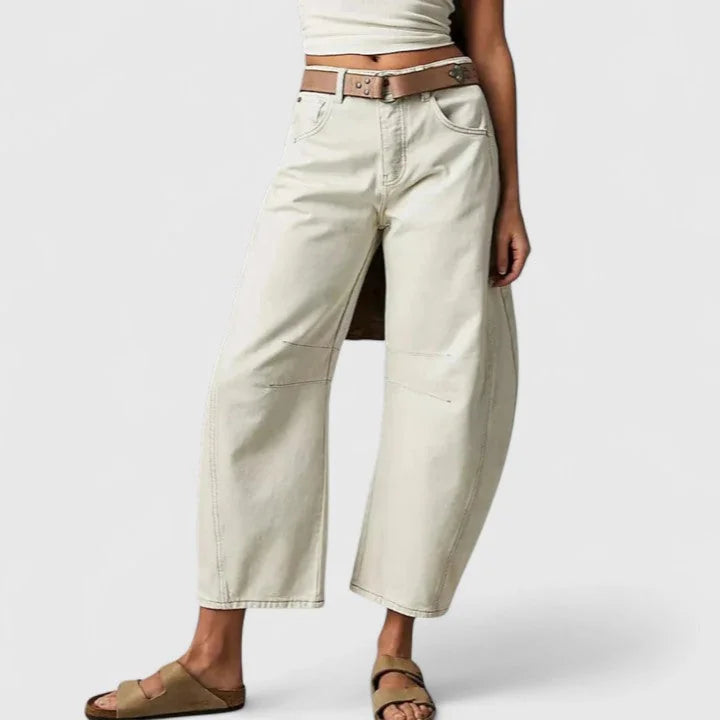 Women's High-Waist Barrel Leg Jeans — Juliet Curved-Seam Cropped Ankle