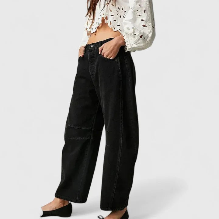 Women's High-Waist Barrel Leg Jeans — Juliet Curved-Seam Cropped Ankle