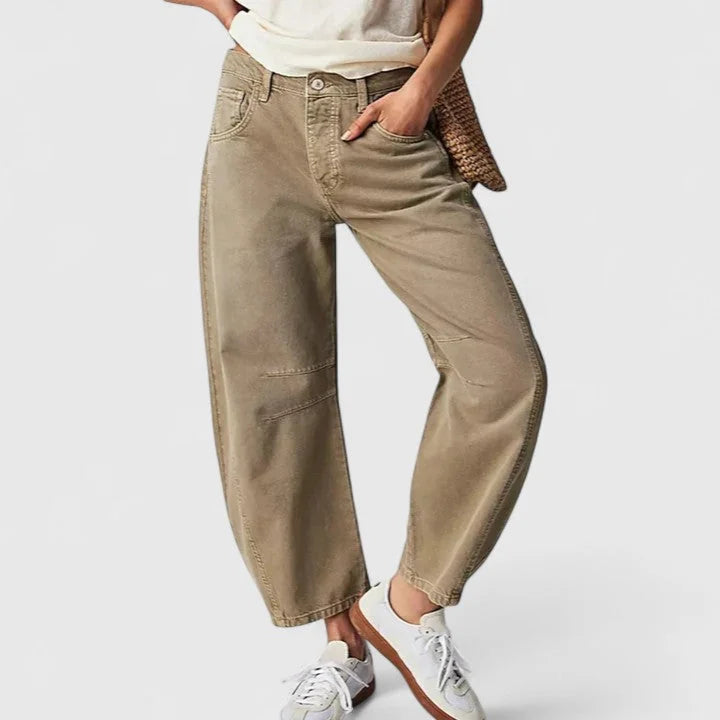 Women's High-Waist Barrel Leg Jeans — Juliet Curved-Seam Cropped Ankle