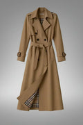 Women's Belted Trench Coat with Double-Breasted Front & Notched Lapel — Marisol