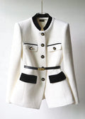 Women's White Tweed Blazer — Alice Lightweight Belted Tailored