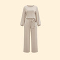 Women's Belted Wide-Leg Jumpsuit — Evelyn Tailored Tie-Waist Long Sleeve