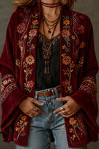 Women's Velvet-Touch Bohemian Cardigan - Sleeve Detail