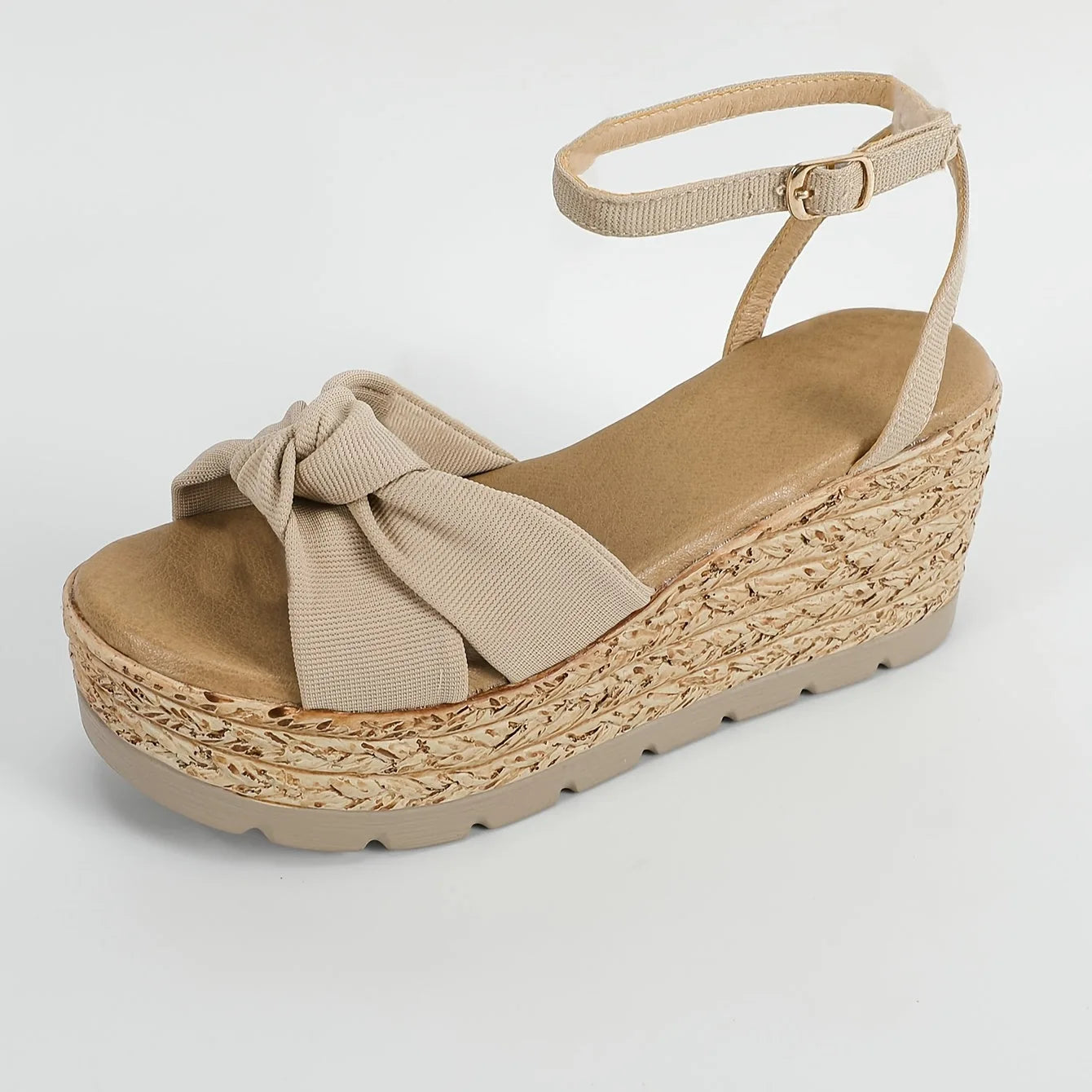 Camille | Chic Bow Ankle Strap Wedge Sandals