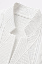 Women's Open Front Blazer with Cable Knit Texture & Stand Collar - Collar Detail