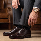 Brown Men's Cap-Toe Leather Oxford Shoes — Blakely Formal Lace-Up Brogue - Worn Lifestyle