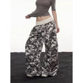 Women's Camo Cargo Pants with Rhinestone Detail & Drawstring Waist — Odette