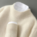 Women's Cashmere Sweater with Ribbed Crew Neck & Relaxed Long Sleeves — Leah