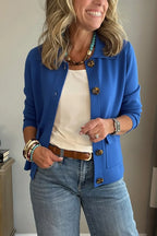 Blue Women's Casual Blazer with Relaxed Fit & Patch Pockets — Lucy