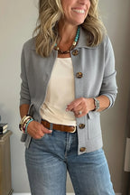 Gray Women's Casual Blazer with Relaxed Fit & Patch Pockets — Lucy